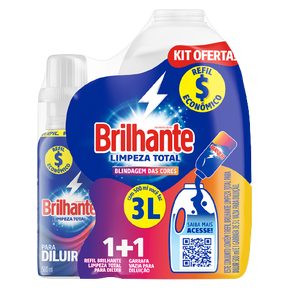 Combo 10cx Sabão em Pó Brilhante Limpeza Total + Brilhante Limpeza Total Para Diluir Kit Oferta